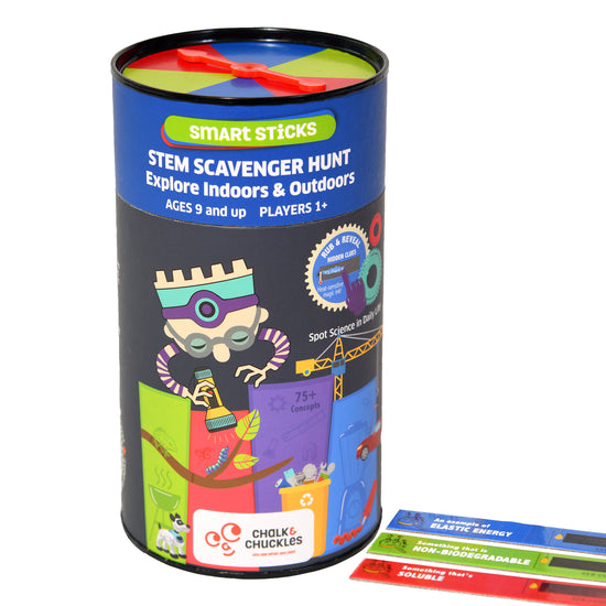 STEM Scavenger Hunt educational game for ages 8–12. Fun science card game for boys and girls; great for learning and gifting.