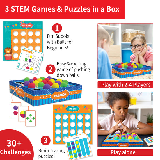 Chalk and Chuckles Ballaroo 3 Stem Games & Puzzles in a Box for Preschool children