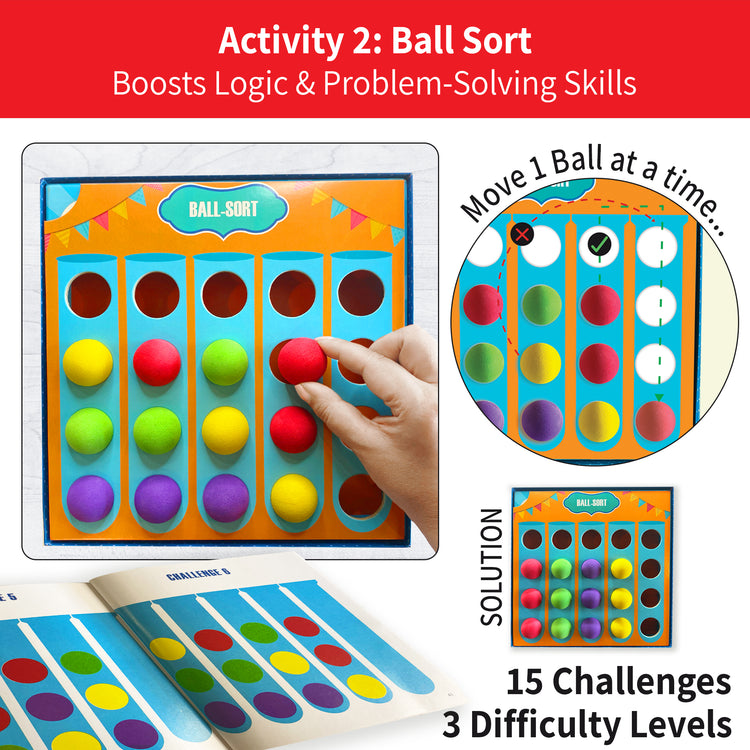 Chalk and Chuckles Ballaroo, Logical Puzzles, Ball Sort, 15 Challenges for independent play