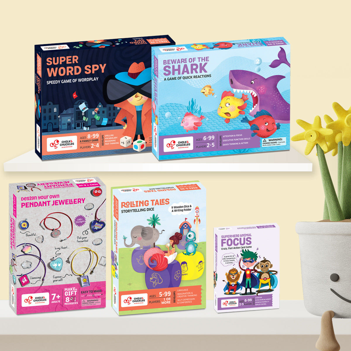 Chalk and Chuckles Playful Family Games Bundle For Kids Ages 8 -14 Years old