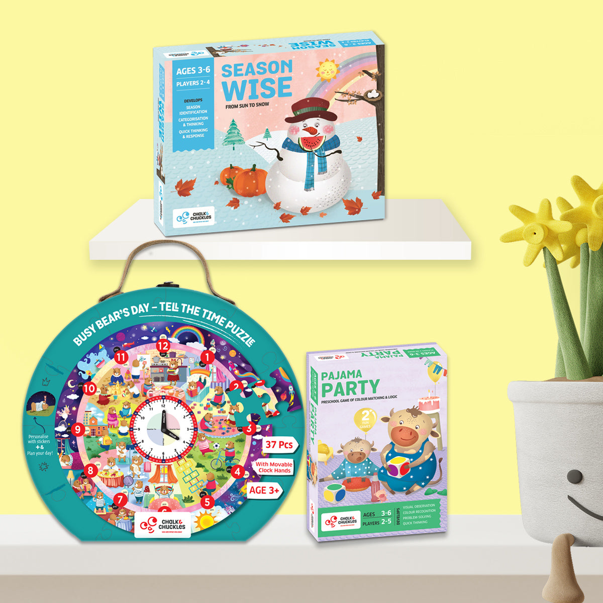Chalk and Chuckles Preschool Games and Puzzle Bundle Pack for Boys and Girls Age 3 to 5 Years. Brain Building Games, Mind Games for Children