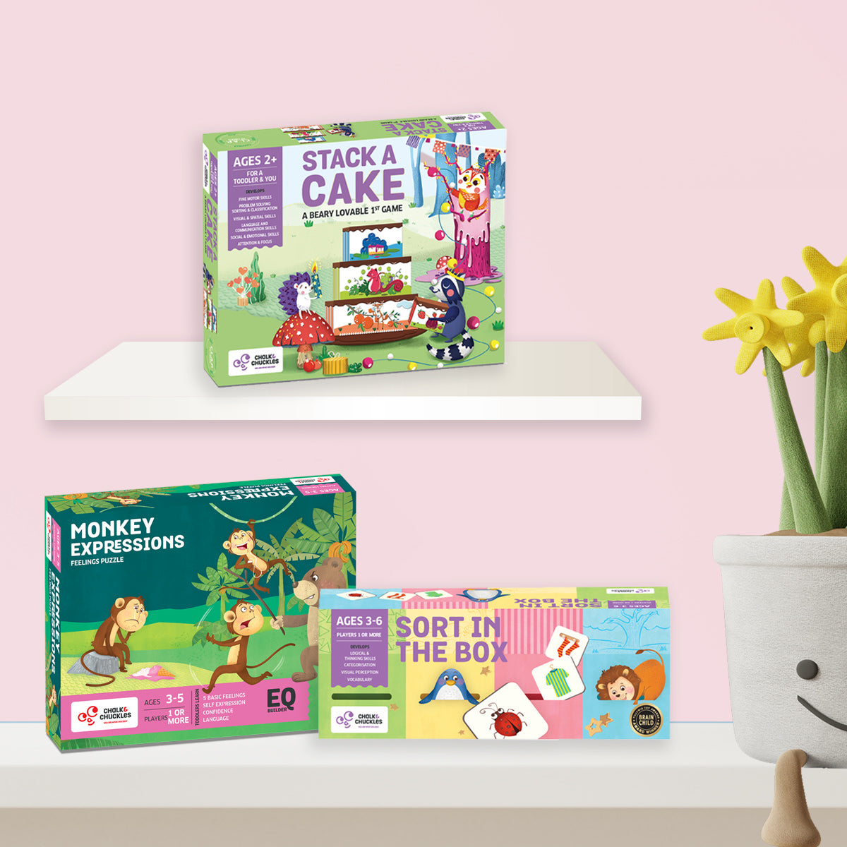 Chalk and Chuckles Smart Toddler Bundle Age 3-6 Years, Early Learning Activities Box Girls and boys educational games for early development and educational skills