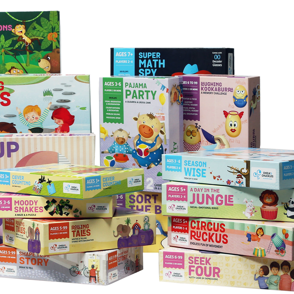 Chalk and Chuckles Games Puzzles and Crafts Make Great Birthday gifts, returns gifts and gifts for Christmas and other occasions for children ages 2 to 14 years old