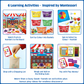 Chalk and Chuckles Busy Market preschool activity kit showing 6 Montessori-inspired learning & educational activities, including sorting fruits by colour, number matching, spinning and collecting, shopping list play, weighing scale math, and pretend play cash register for ages 3-6