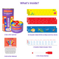 Smart Sticks Junior Logic Fun contents showing spinner tube, 50 double-sided activity sticks, answer stick, marker, and instructions