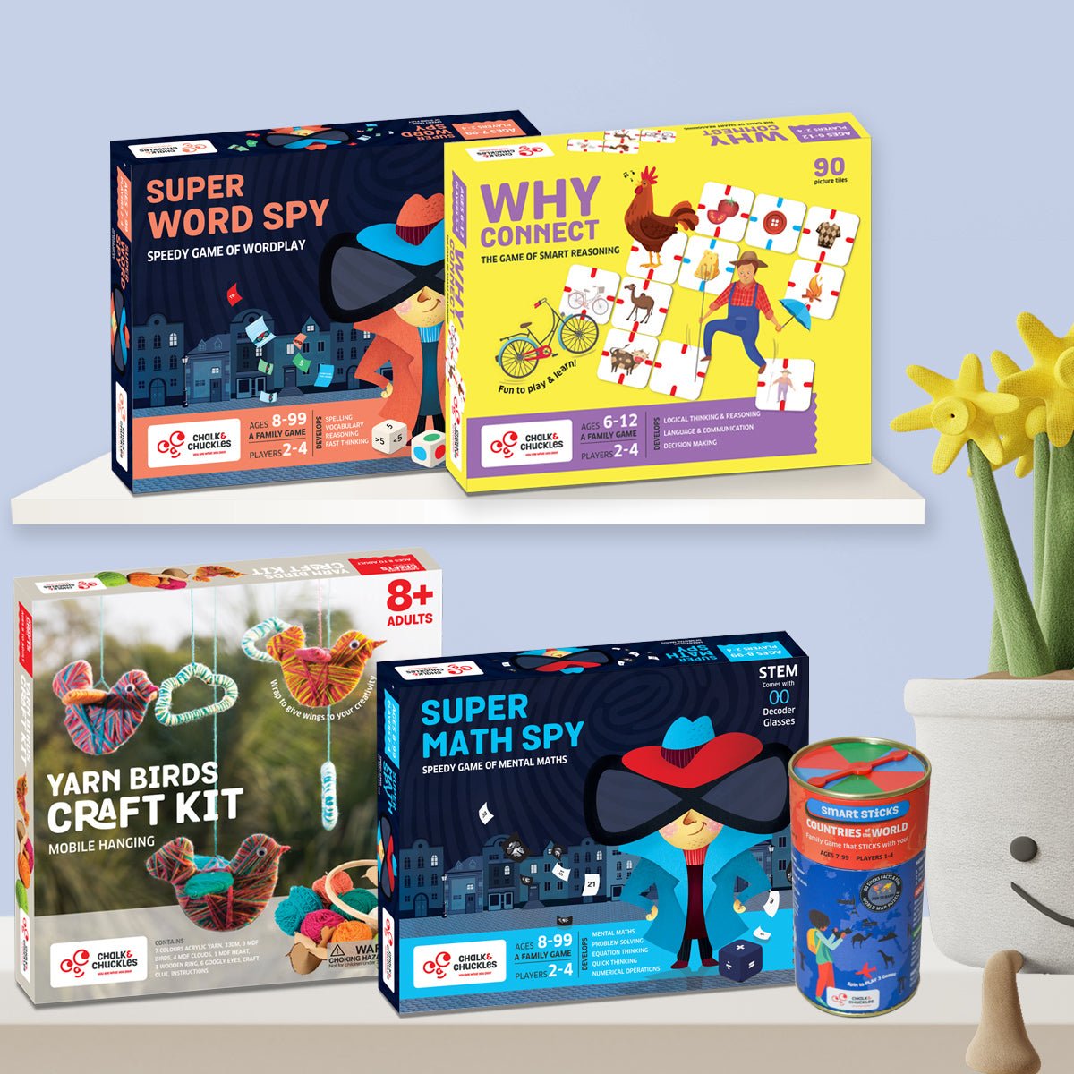 Chalk and Chuckles Family and Children Favourites Educational Games Bundle, Best-Selling Toys and Games for Boys and Girls age 6-14 years old