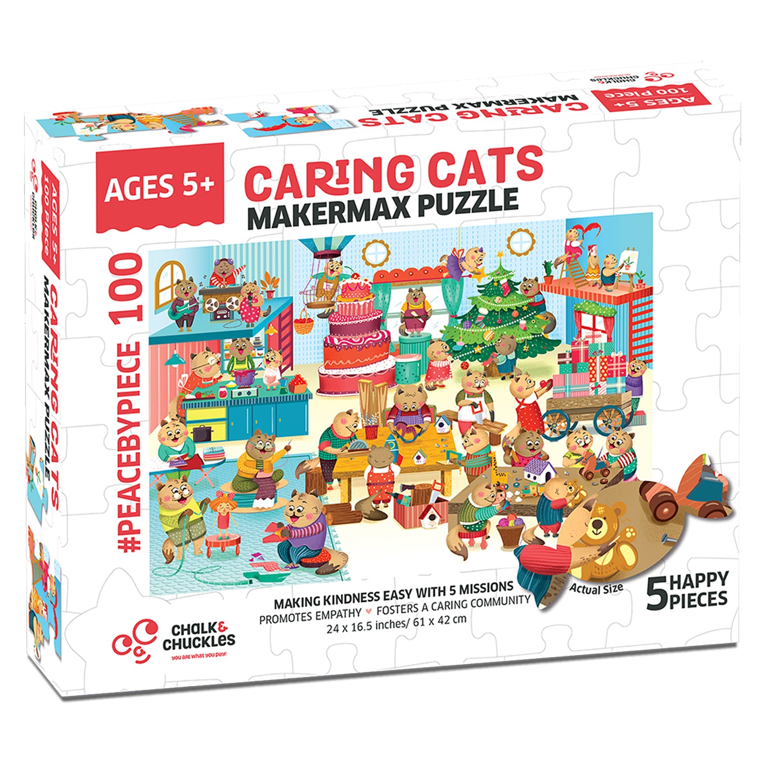 Makermax 100 pc Jigsaw Puzzle for Kids Ages 5 and up, Chalk & Chuckles